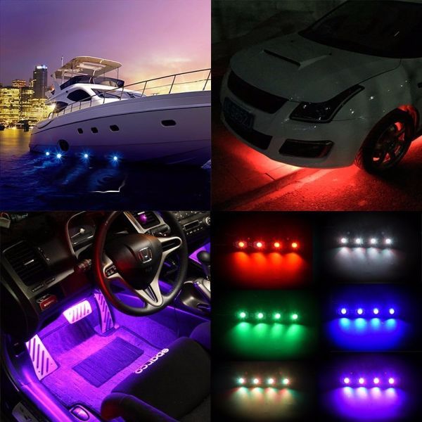 8Pods Multi Color RGB LED Rock Lights With Bluetooth Controller IP67 Waterproof
