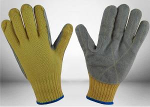 China Cow Split Leather Cut Resistant Gloves 7 Gauge Aramid Knitted Fully Protective on sale