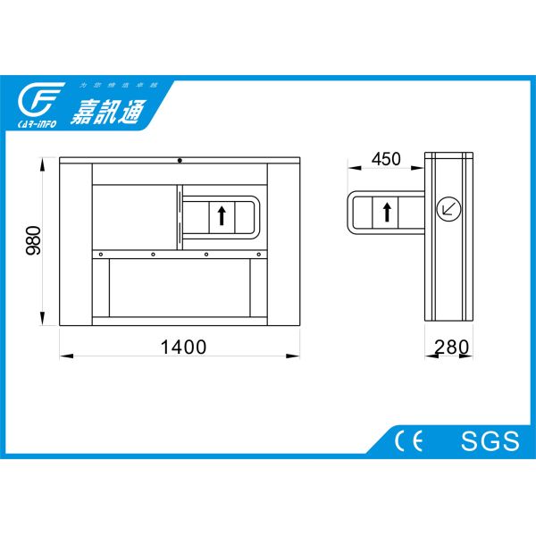 Automatic IR Sensor Waist Height Turnstile , Magnetic Traffic Stainless Steel Turnstiles