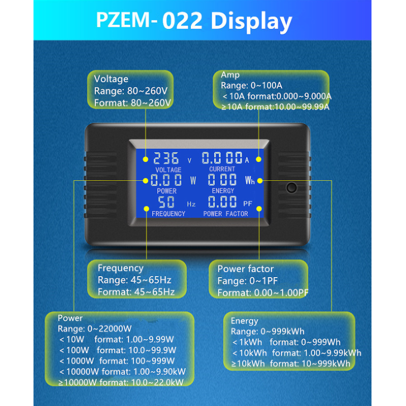 100A Digital Meter Ammeter Voltmeter With Coil CT LCD Display CE FCC