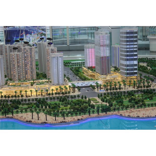 High 3D Printed Building Models 65CM Wood Base Abs / Acrylic Material