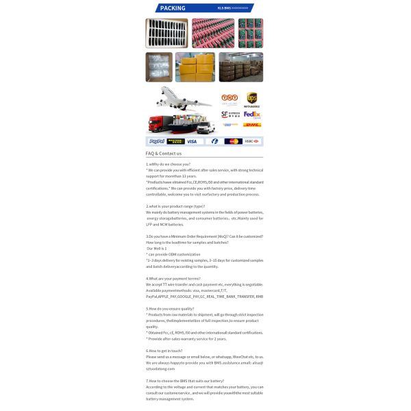 OEM 6s~16s 200a 24v 36v 48v 60v Lithium Ion Battery Bms With Balance Ntc Sensors For Golf Cart EV