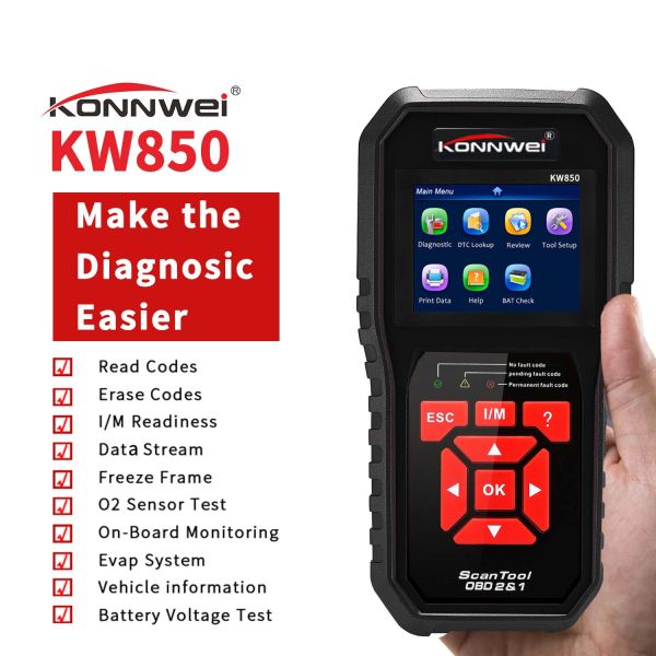 Colorful Screen Auto Diagnostic Fault Code Reader Tool KW850 OBD2 Original Car Diagnostic Scanner