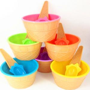 China Children Ice Cream Cups With Spoon Plastic Reusable on sale