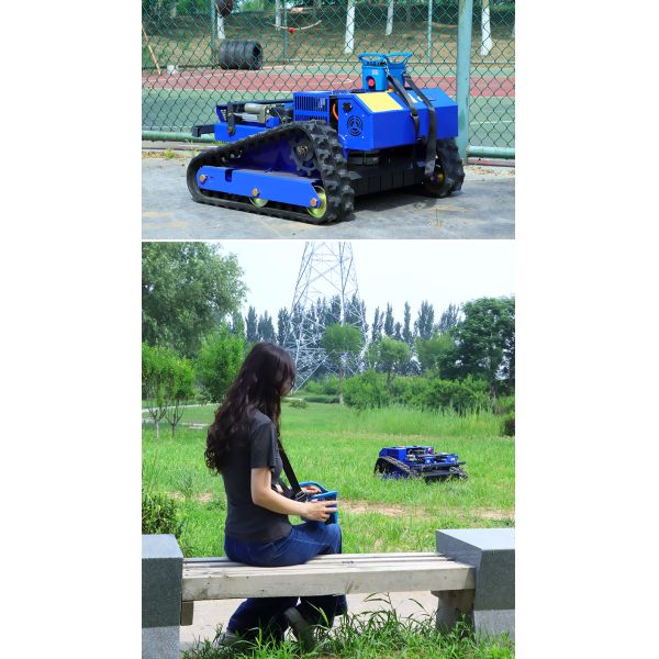 Fully Automatic Industrial & DIY Cordless Tracked Lawn Mower with Single Cylinder Engine and Remote Control Features