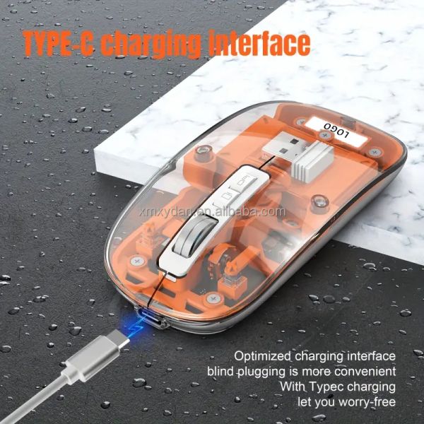 2400 Dpi Backlight Wired Mouse 2.4G Receiver Super Slim Custom Transparent Ergonomics