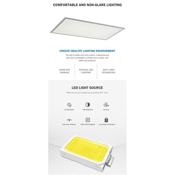 Aluminium Housing 80ra 90w Flat Panel LED Ceiling Lights office
