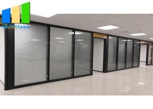 China 10mm Clear Tempered Frosted Glass Office Partition Walls With Aluminum Frames on sale