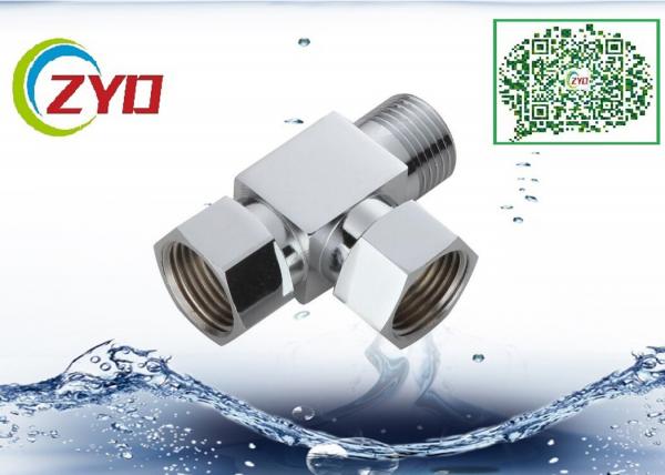 Buy 1/2MX1/2FX1/2F Brass Chrome Plated Three Way One Inlet Two Outlet Shower Faucet Diverter Bathroom Toilet Flushing Valve at wholesale prices