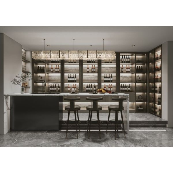 U-Shaped Glass Door Wine Cabinet Wine Liquor Cabinet With Adjustable Shelves