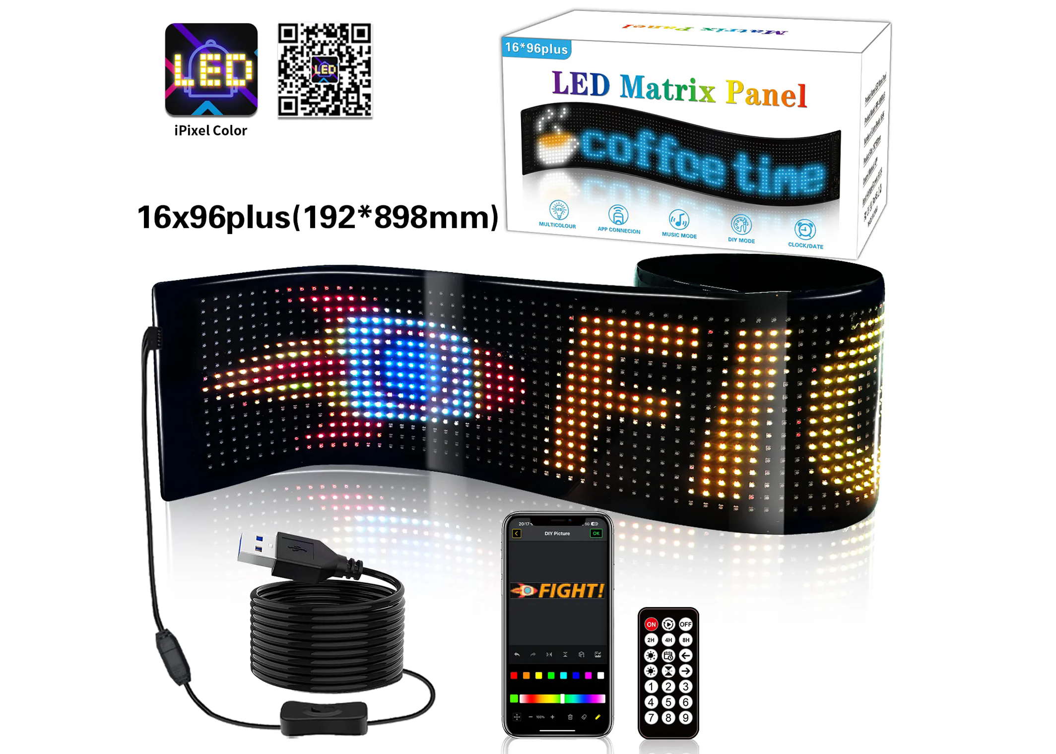 DIY LED Sign Matrix Panel Screen APP Control For Shop Billboard Bar Car NEW Size 1696 Plus