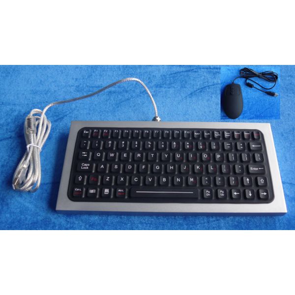 IP68 silicone rubber ruggedized keyboard with sealed aluminum metal housing for lab , clinic