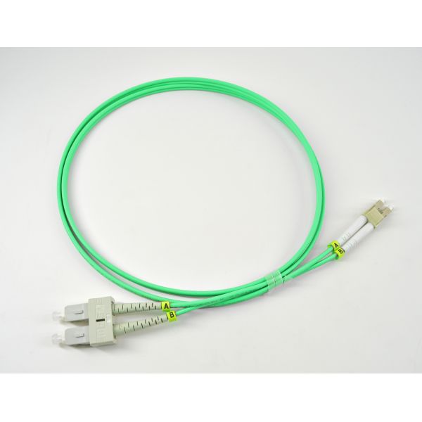 SC-LC multimode fiber optic patch cord,10gb OM3/OM4 50/125um Aqua PVC/LSZH duplex patch cord optical fiber