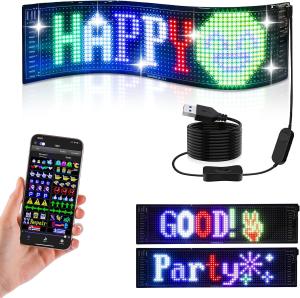 Quality Programmable Led Sign, 15''x4'' Pre-made Animations &amp; Customizable Text Led Car Sign, Bluetooth APP Control Scrolling LED Sign, Custom,Graffiti for sale