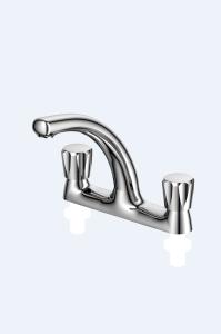 Quality Vintage Chrome Monobloc Basin Taps Three Hole Double Handles Bath Mixer Tap Antique Brass Bathroom Vessel Sink Faucet for sale