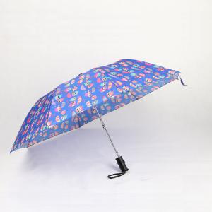 Quality Designer Purple Two Fold Umbrella Full Color Auto Magic Printing Zinc Plating Metal Pole for sale