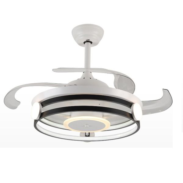 Nordic Ceiling Fan with Lights Invisible Retractable Blade Industrial retractable ceiling fan Light(WH-VLL-20)
