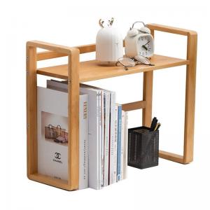 China Compact Bamboo Desktop Bookshelf Desk Organizer Shelf And Display Rack With Book Ends on sale