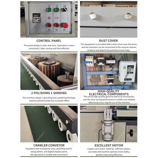 PM40D Automatic Single Side Polishing Machine Furniture Processing 5-100mm Thickness