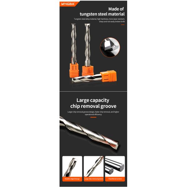 Manufacturer Fresas Para Router Tungsten Carbide 2flute Spiral Cnc Router Bits Wood Cutting Tools Carbide End Mills