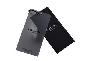 Recyled Black Custom Printed Hang Tags Size 4.8 × 10cm With Frosted PVC Tag