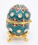 Faberge Egg Style Decorative Enameled Trinket Box Classic Russian Egg Jewelry