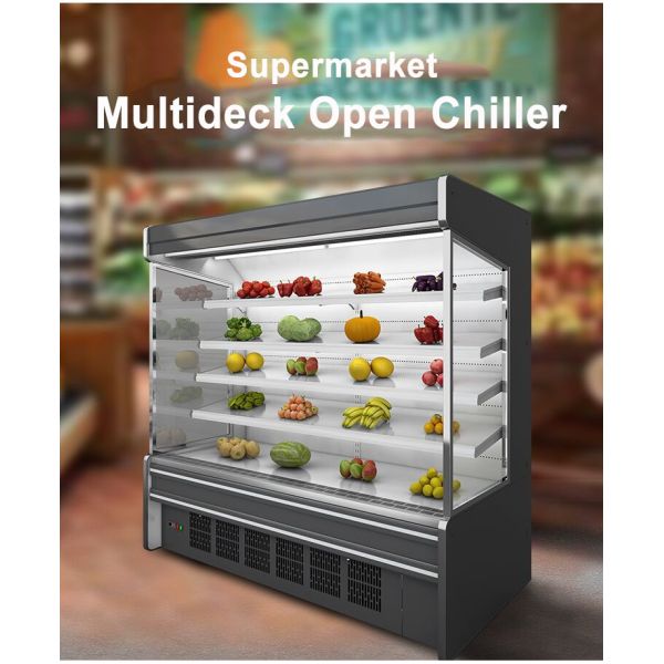 Plug In Compressor Vertical Open Air Display Cooler For Beverage