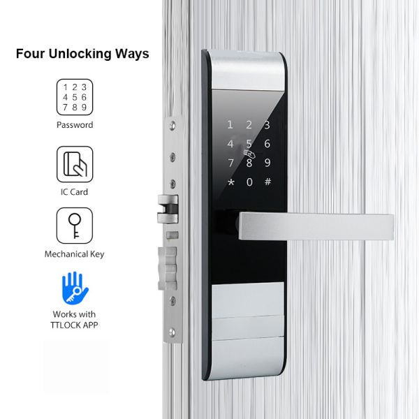TT Lock APP Control Apartment House Digital Electric Smart Door Lock with Code and Card
