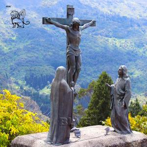 China BLVE Bronze Jesus Cross Sculpture Copper Christian Religious God Statue Church Outdoor Large on sale