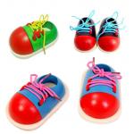 China Educational wooden lacing baby learn wear a shoelace preschool education practice and bow for sale
