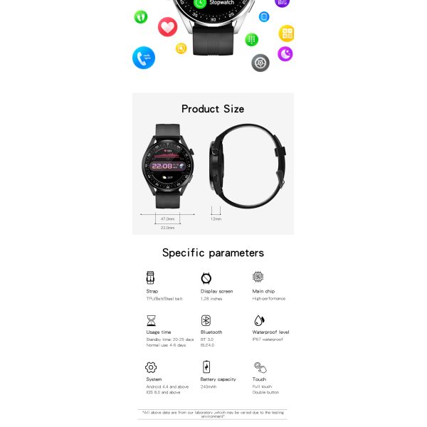 E20 IP67 Waterproof Wireless Call Smartwatch 4.2BLE ROHS Drop Shipping