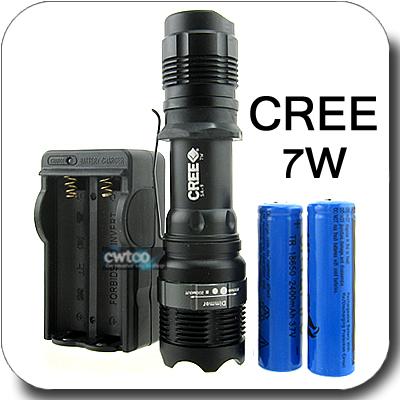 Buy 7 Watt 400 Lumens Powerful Waterproofing Cree Led Zoomable Flashlight Torch Nightlight at wholesale prices