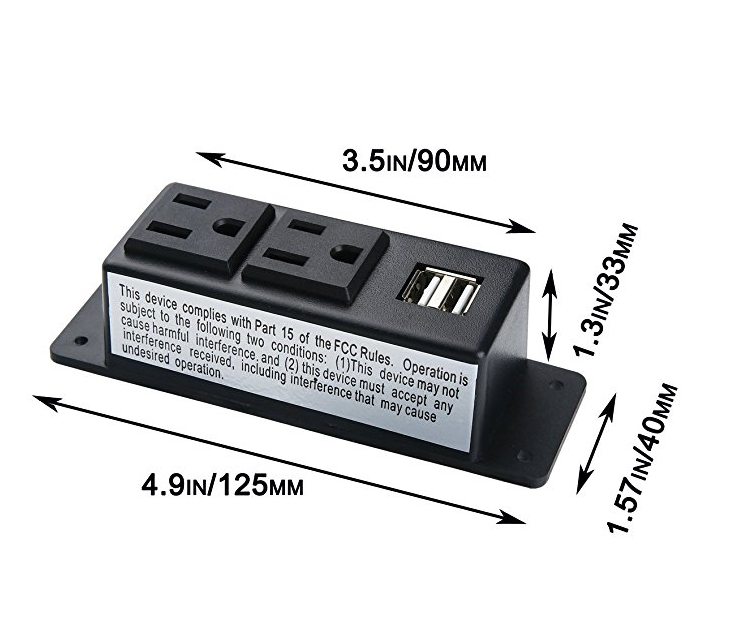 Mountable Conference Table Socket Phone Charger , Conference Room Table Inserts UL Approved