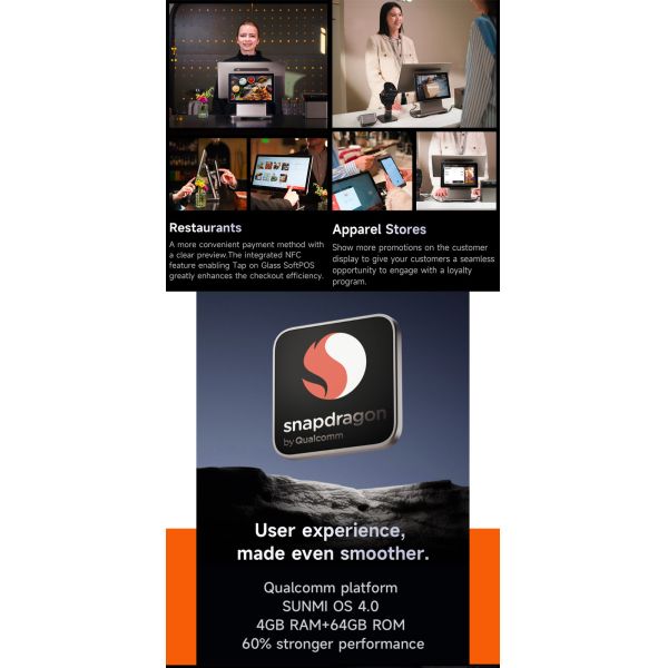 Customizable Android POS For Software Provider In Catering Retail Store And Transportation With NFC Tap On Glass Support