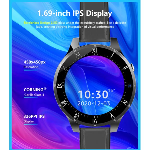 IPS 400*400 Screen 4G Round Shape Smartwatch Pedometer Heart Rate