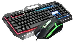China Metal Gaming Keyboard With 104 Keys FN+F1-F12 Functions LED Backlight Gaming Mouse With Adjustable DPI (500-1500) RGB Lighting on sale